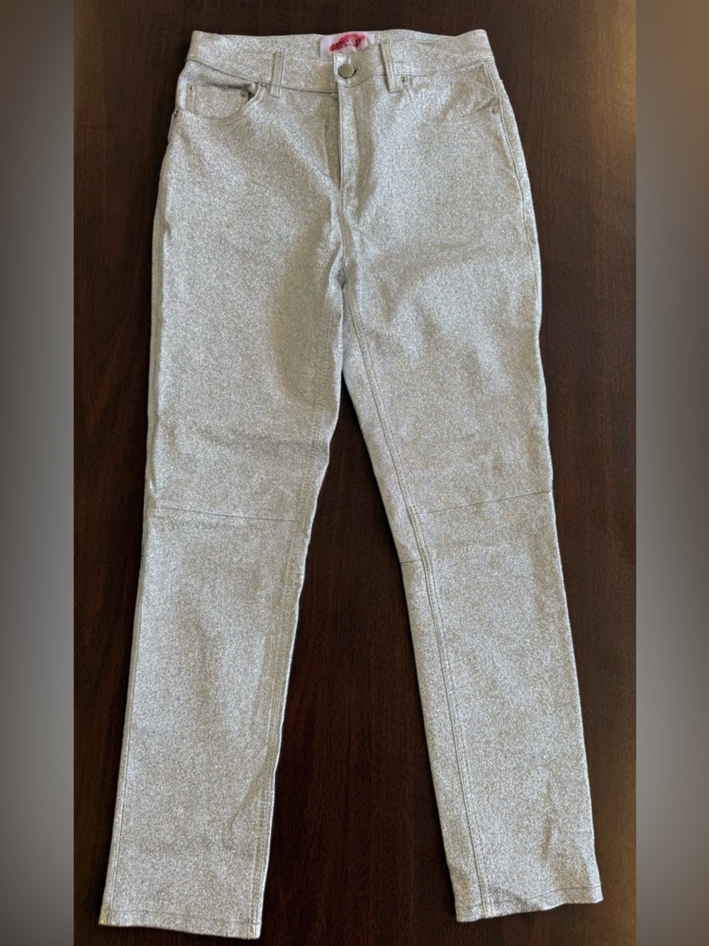 10 Crosby Derek Lam Silver Glitter Skinny Pants